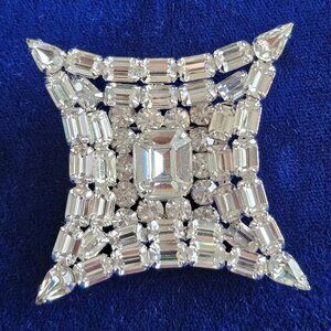 Vintage Kramer of New York Sparkling Clear Rhinestone Brooch Pin